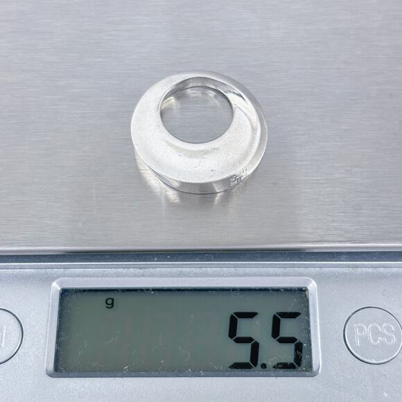 Vintage Sterling Silver 925 Circle Pendant | Open Center Modernist Charm - Picture 8 of 8